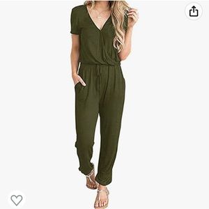 PRETTYGARDEN Drawstring Waist Jumpsuit Romper